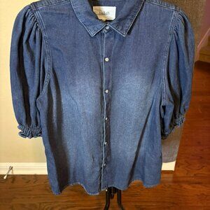 ba&sh blue denim top